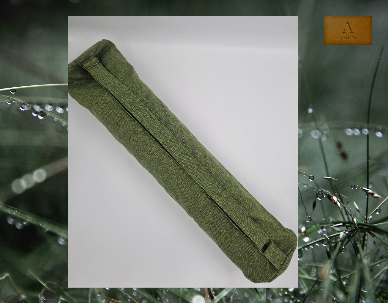 Eco Friendly Cotton Linen Yoga Mat Bag, Handmade Yoga Bag, Eco Friendly Yoga Bag, Yoga Mat Bag UK, Double Zip (Bag only) Army  Green Colour