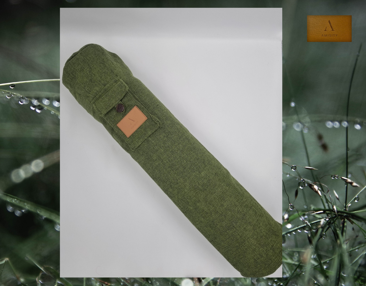 Eco Friendly Cotton Linen Yoga Mat Bag, Handmade Yoga Bag, Eco Friendly Yoga Bag, Yoga Mat Bag UK, Double Zip (Bag only) Army  Green Colour