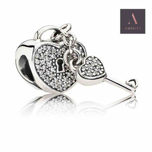 Amisity Genuine Sterling Silver 925,  Fits Pandora Bracelet, Tree of Life, Owl , Hamsa Hand, Paw, Heart, Buggy,Mum's Charm, Bicycle
