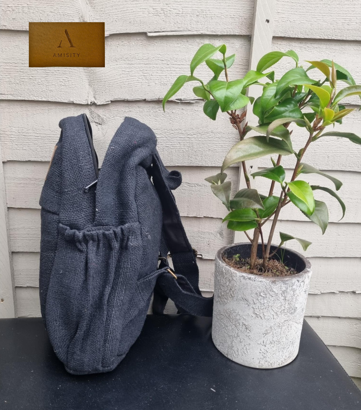 Hemp Rucksack Backpack Mustard, Eco Friendly Backpack