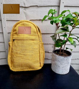 Hemp Rucksack Backpack Mustard, Eco Friendly Backpack