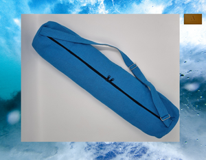 Eco Friendly Cotton Linen Yoga Mat Bag, Handmade Yoga Bag, Eco Friendly Yoga Bag, Yoga Mat Bag UK, Double Zip (Bag only) Sky Blue Colour