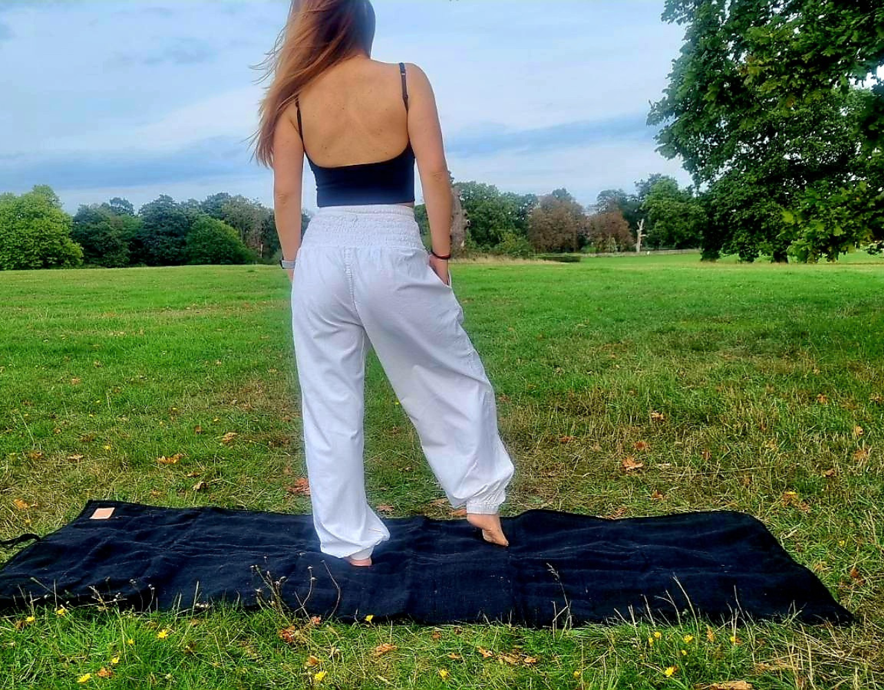 Black Petal Patterned Flowy Yoga Pants | Hippie-Pants.com – Hippie Pants