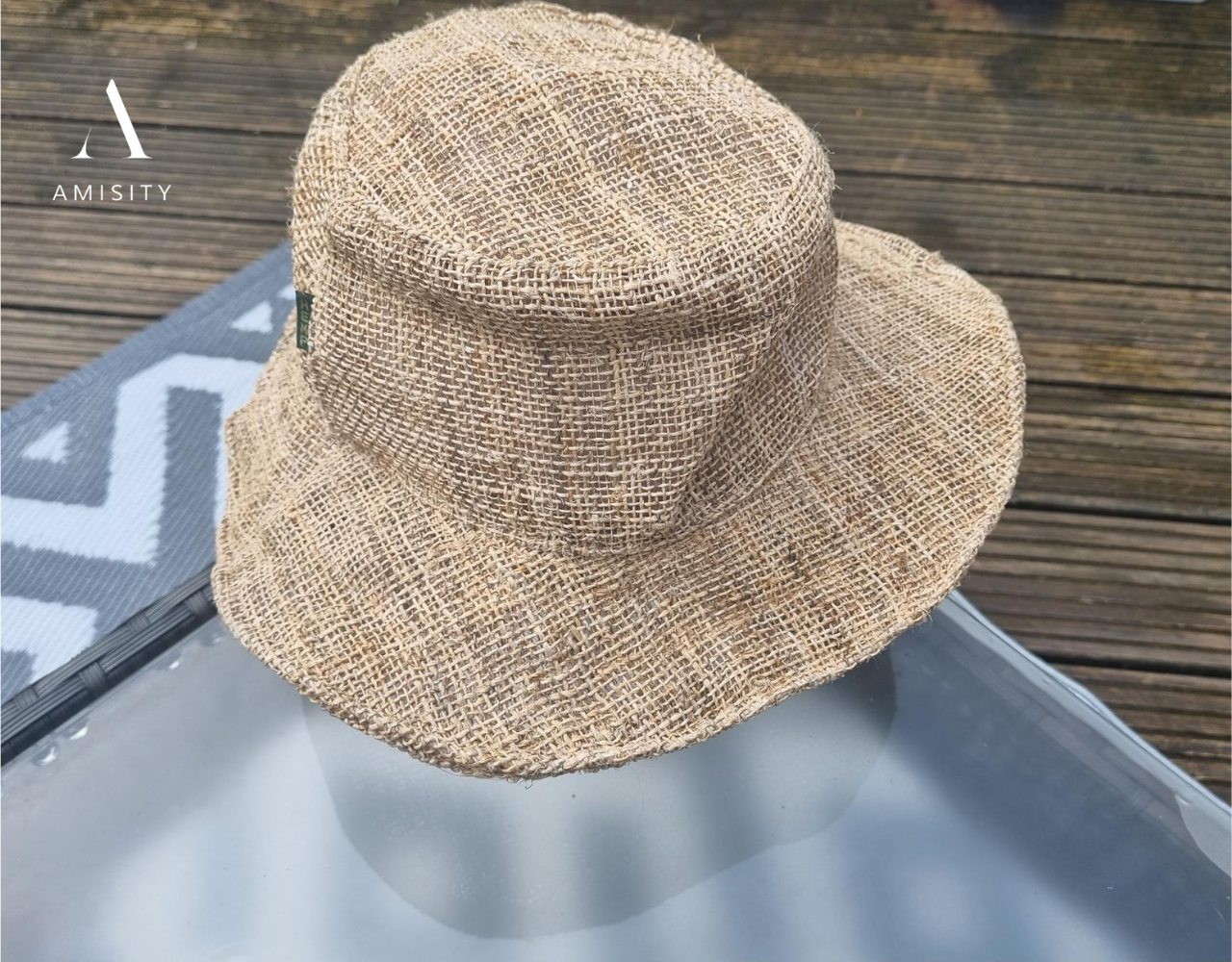 Summer Hemp Hat with  Brim, Eco Friendly Hat, Hand Made- 35 cm
