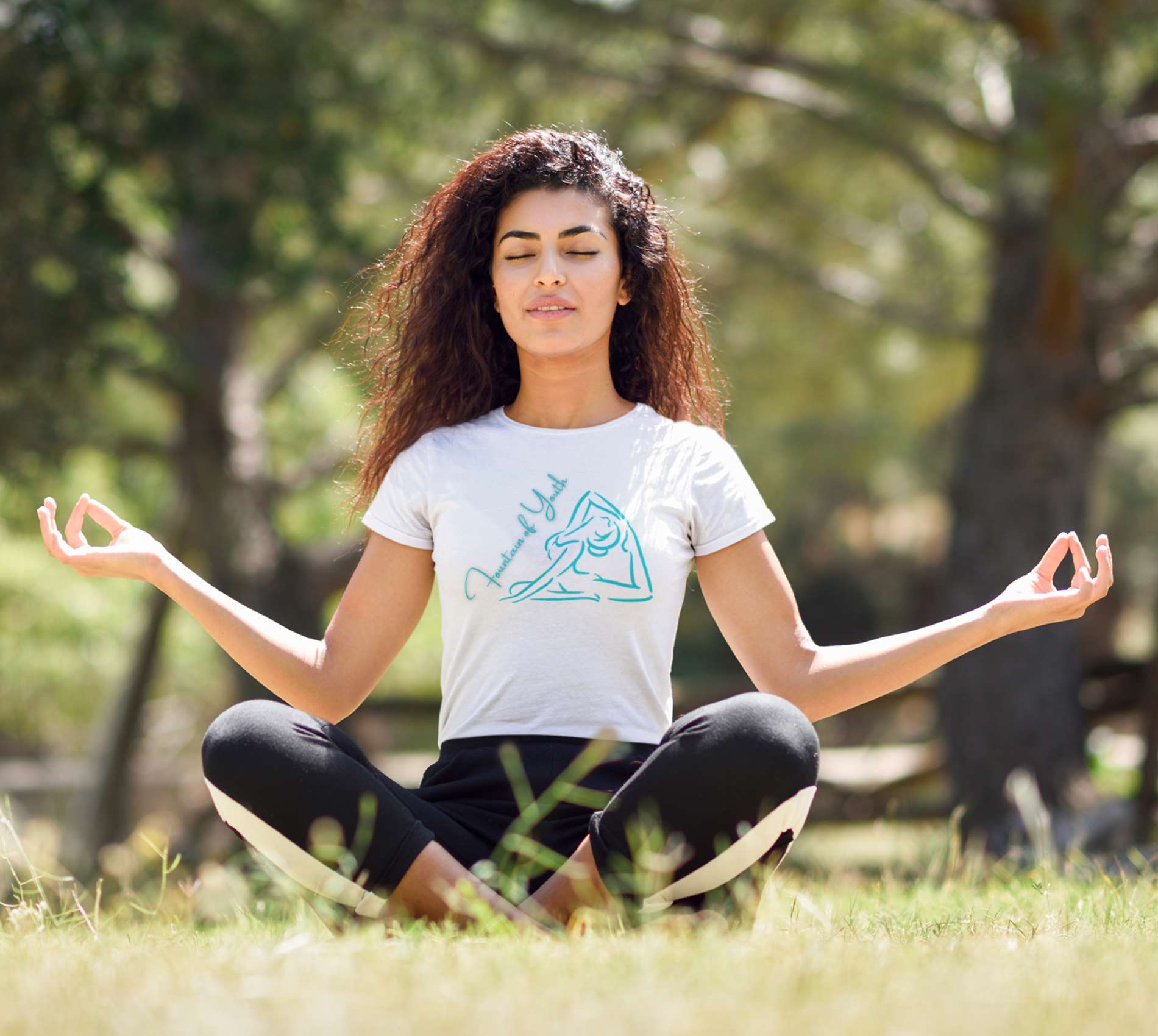 Women's T-Shirt Namaste OM flowers colour explosion Yoga