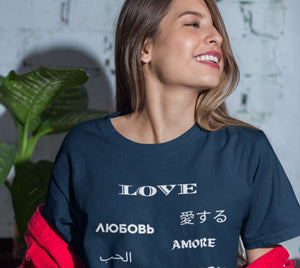Love is International White Text - Unisex T- shirt, Love and Piece T-shirt, Trend Now UK - Amisity
