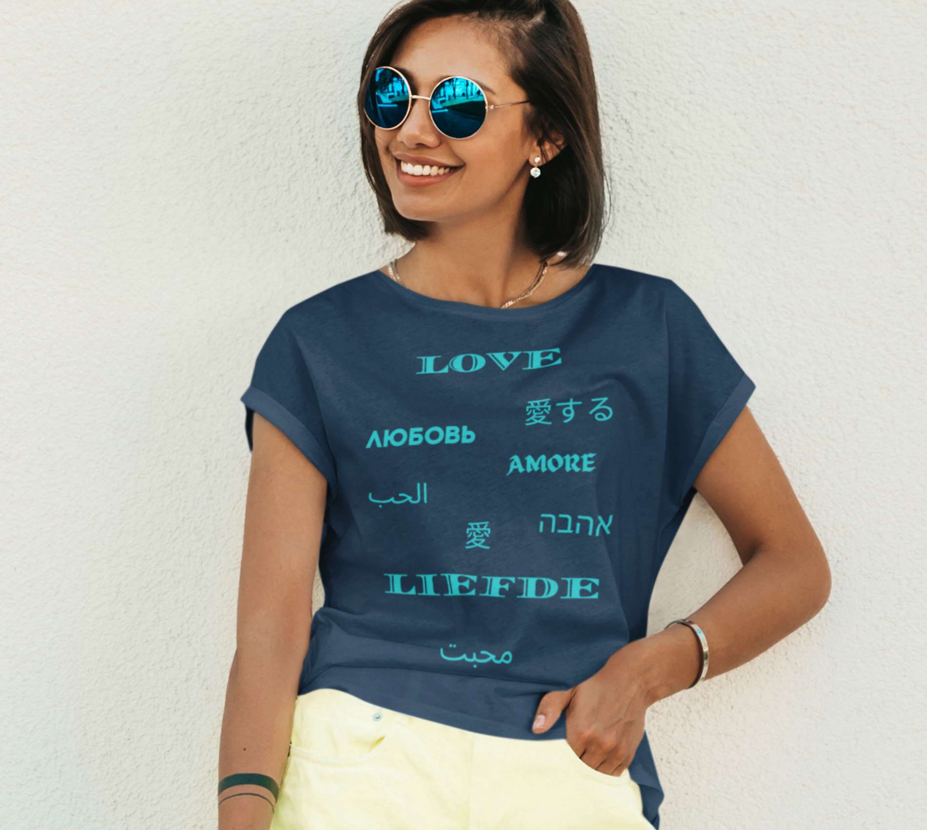 Love is International Green Text- Unisex T-shirt for Women, Love and Piece T-shirt, Trend Now UK - Amisity