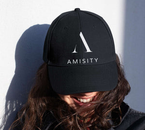 Amisity Ultimate Cotton Unisex Baseball Cap-White  Logo, Fitness Cap, Gym cap, Travel Cap, Trend Now, UK - Amisity