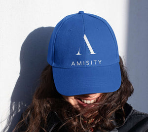 Amisity Ultimate Cotton Unisex Baseball Cap-White  Logo, Fitness Cap, Gym cap, Travel Cap, Trend Now, UK - Amisity