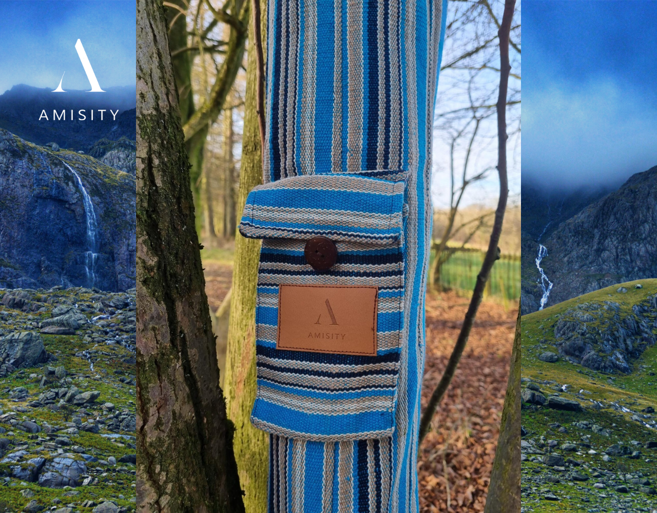 Eco Friendly Cotton Yoga Mat Bag, Handmade Yoga Bag, Hippy Eco Friendly Yoga Bag, Yoga Mat Bag UK with Strings -Blue colour  (Bag only)